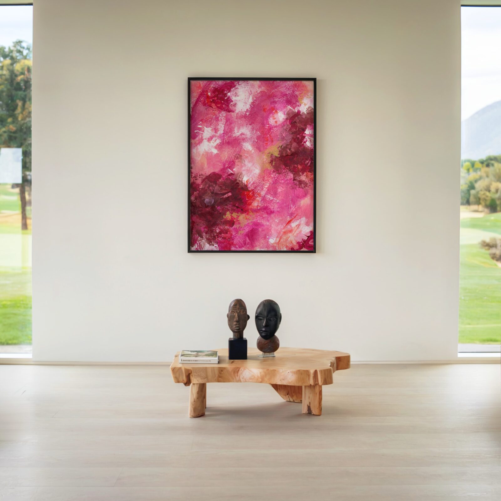 abstract canvas painting with layered texture